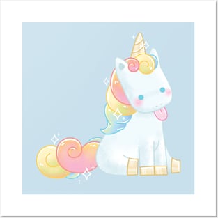 Cute Pastel Unicorn Blepp Posters and Art